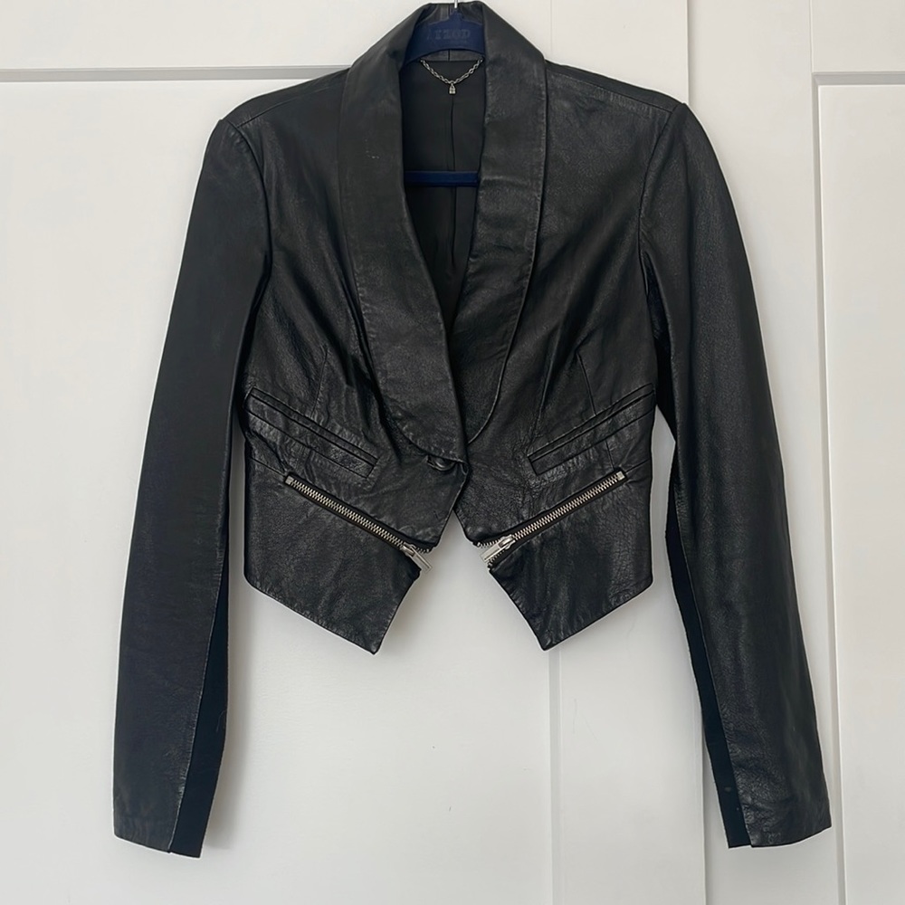 BCBG Leather Jacket Cropped